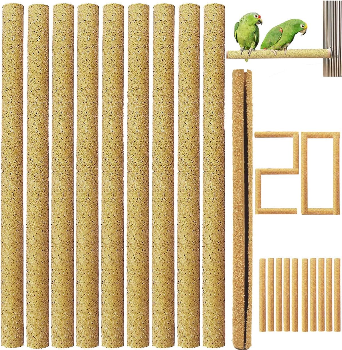 20Pcs Sand Perch Covers for Bird - Bird Perchs Covers 7.5" Long x 3\/8" Diameter Bird perches for Parakeets, Lovebirds, Parrotlets, Canaries and Other Small Birds (Yellow, 20pcs 7.5" x 0.43") 20Pcs Sand Perch Covers for Bird - Bird Perchs Covers 7.5" Long x 3\/8" Diameter Bird perches for Parakeets, Lovebirds, Parrotlets, Canaries and Other Small Birds (Yellow, 20pcs 7.5" x 0.43") - Image 1